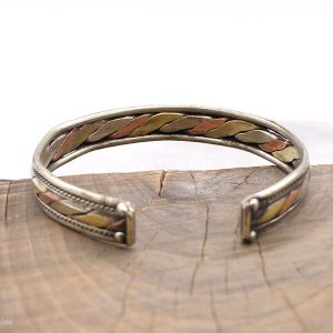BRD367 Bracelet Tibétain Métal Argenté Cuivre Laiton Mantra – Image 3