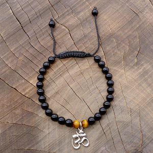 BrMala232 Bracelet Onyx Oeil de Tigre Om Argent Massif – Image 7