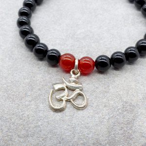 BrMala251 Bracelet Onyx Cornaline Om Argent Massif – Image 5