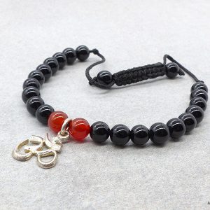 BrMala251 Bracelet Onyx Cornaline Om Argent Massif – Image 6