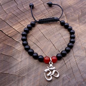 BrMala251 Bracelet Onyx Cornaline Om Argent Massif – Image 7