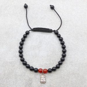 BrMala253 Bracelet Onyx Cornaline Bouddha Argent Massif – Image 1