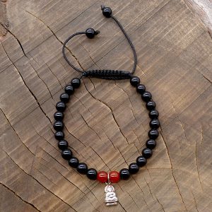 BrMala253 Bracelet Onyx Cornaline Bouddha Argent Massif – Image 7