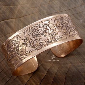 BRD385 Bracelet Tibétain Cuivre Chhepu Astamangala Signes Auspicieux du Bouddhisme – Image 4
