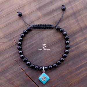 BrMala299 Bracelet Onyx Om Argent Massif – Image 1