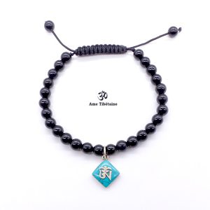 BrMala299 Bracelet Onyx Om Argent Massif – Image 2