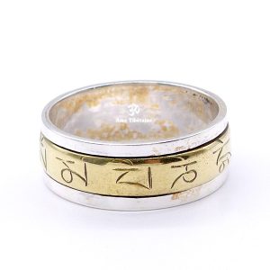 BA266. Bague Argent Massif Laiton Mantra Dorje Vajra – Image 4