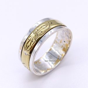 BA266. Bague Argent Massif Laiton Mantra Dorje Vajra – Image 5