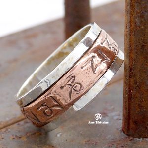 BA267. Bague Argent Massif Cuivre Mantra Dorje Vajra – Image 2