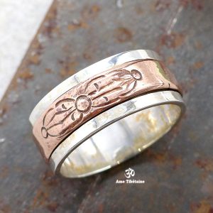 BA267. Bague Argent Massif Cuivre Mantra Dorje Vajra – Image 3