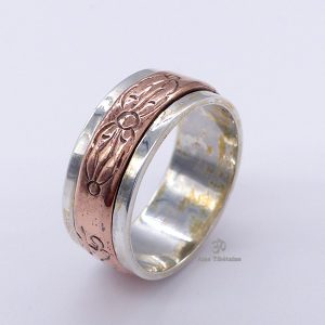 BA267. Bague Argent Massif Cuivre Mantra Dorje Vajra – Image 5