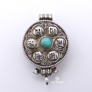 PA266 Pendentif Argent Massif Ghau Mantra Tibétain Om Mani Padme Hum – Image 2