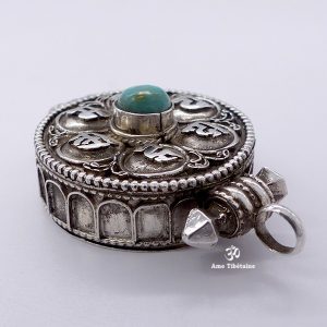 PA266 Pendentif Argent Massif Ghau Mantra Tibétain Om Mani Padme Hum – Image 3