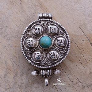 PA266 Pendentif Argent Massif Ghau Mantra Tibétain Om Mani Padme Hum – Image 1