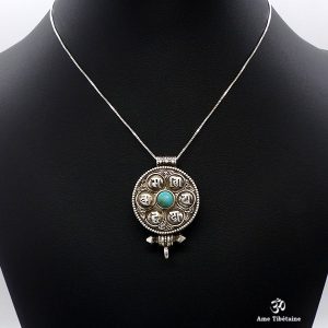PA266 Pendentif Argent Massif Ghau Mantra Tibétain Om Mani Padme Hum – Image 7