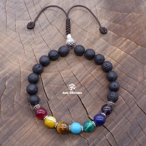 BrMala304 Bracelet Mala 7 Chakras Pierre de Lave – Image 2