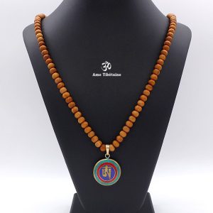 Mala161 Mala de Prières Bois de Santal Om Yeux de Bouddha – Image 2