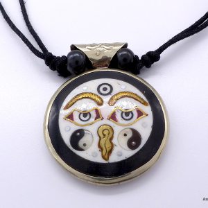 CD182 Collier Tibétain Yeux de Bouddha Om – Image 2