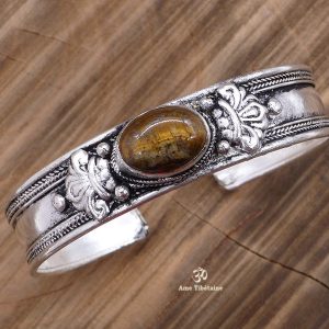 BRD356 Bracelet Tibétain Métal Argenté – Image 2