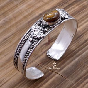 BRD356 Bracelet Tibétain Métal Argenté – Image 3