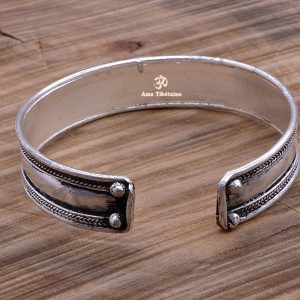 BRD356 Bracelet Tibétain Métal Argenté – Image 4