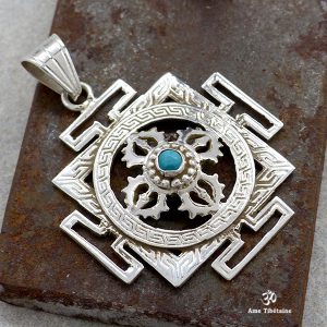 PA414 Pendentif Argent Massif Mandala Dorje – Image 1