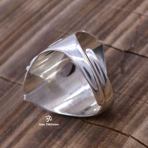 BA274 Bague Tibétaine Argent Massif Pierre de Lune. Taille Réglable – Image 5