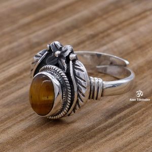 BA275 Bague Tibétaine Argent Massif Oeil de Tigre. Taille Réglable – Image 6