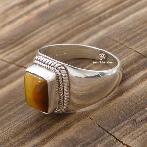 BA279 Bague Tibétaine Argent Massif Oeil de Tigre. Taille 58 – Image 4