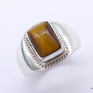 BA279 Bague Tibétaine Argent Massif Oeil de Tigre. Taille 58 – Image 5