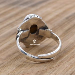 BA290 Bague Tibétaine Argent Massif Oeil de Tigre. Taille Réglable – Image 5