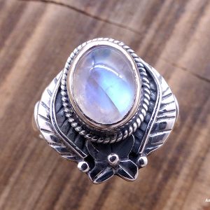 BA292 Bague Tibétaine Argent Massif Labradorite. Taille Réglable – Image 1