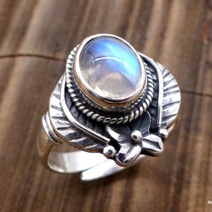 BA292 Bague Tibétaine Argent Massif Labradorite. Taille Réglable – Image 3