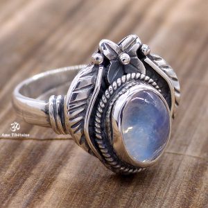 BA292 Bague Tibétaine Argent Massif Labradorite. Taille Réglable – Image 7