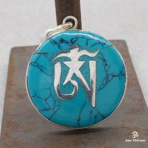 PA134 Pendentif Argent Massif Om Tibétain Turquoise – Image 5