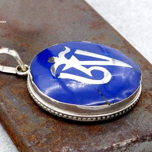 PA135 Pendentif Argent Massif Om Tibétain Lapis Lazuli – Image 6