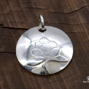 PA164 Pendentif Argent Massif Fleur de Lotus – Image 1