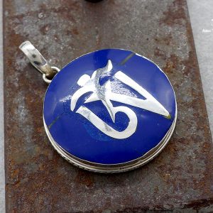 PA231 Pendentif Argent Massif Om Tibétain Lapis Lazuli – Image 5