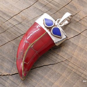PA299 Pendentif Tibétain Argent Massif Corail – Image 6