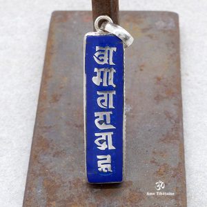 PA300 Pendentif Argent Massif Mantra Om Mani Padme Hum Lapis Lazuli – Image 1