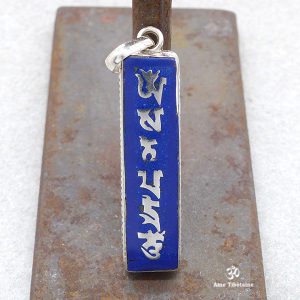PA301 Pendentif Argent Massif Mantra Om Mani Padme Hum Lapis Lazuli – Image 1