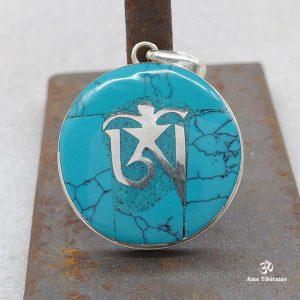 PA345 Pendentif Argent Massif Om Tibétain – Image 1