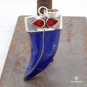 PA180 Pendentif Tibétain Argent Massif Lapis Lazuli – Image 1