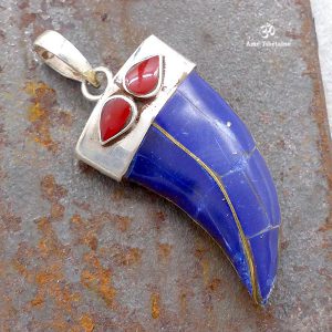PA180 Pendentif Tibétain Argent Massif Lapis Lazuli – Image 2