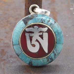 PA193 Pendentif Argent Massif Om Tibétain – Image 1