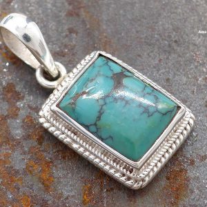 PA234 Pendentif Tibétain Argent Massif Turquoise – Image 3