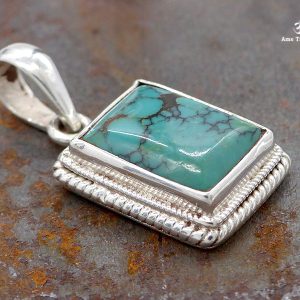 PA234 Pendentif Tibétain Argent Massif Turquoise – Image 2