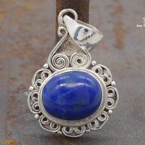 PA368 Pendentif Tibétain Argent Massif Lapis Lazuli – Image 1