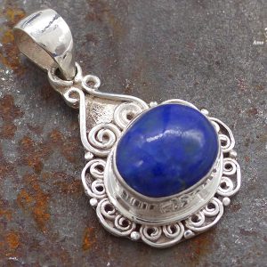 PA368 Pendentif Tibétain Argent Massif Lapis Lazuli – Image 2