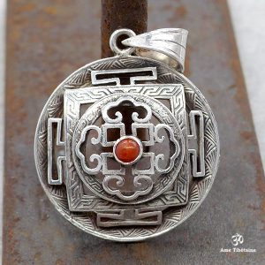 PA395 Pendentif Argent Massif Mandala Corail – Image 1